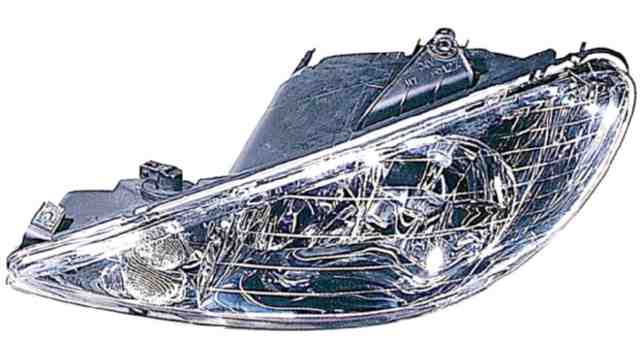 Faro Delantero Derecho PEUGEOT 206 año 1998 a 2009 CRISTAL LISO