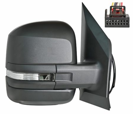 Espejo Retrovisor Completo Derecho Manual (C/Intermitente Negro) Convexo 6 Pines Volkswagen Crafter (2017.01->) (Brazo Corto)