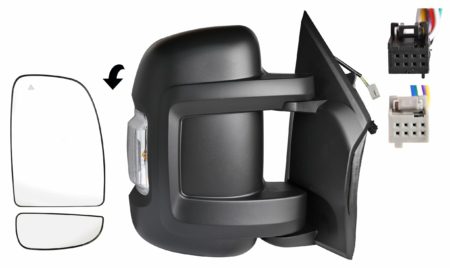 Espejo Retrovisor Completo Dr Electrico Térmico Abatible (C/Intermitente Negro) (C/Angulo Muerto) Convexo 8+4 Pines Opel Movano C (2021.12->) (WY16W)