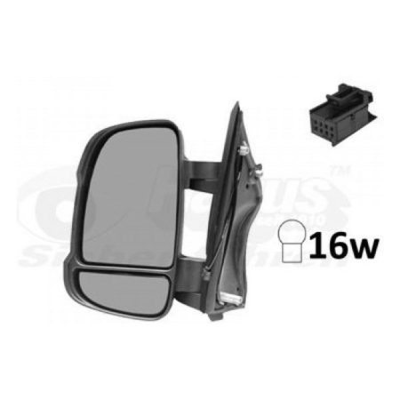 Espejo Retrovisor Completo Izquierdo Manual Convexo (C/Intermitente) W16W (Brazo Corto) 2 Pines Fiat Ducato/Jumper (2006->) (8CM)