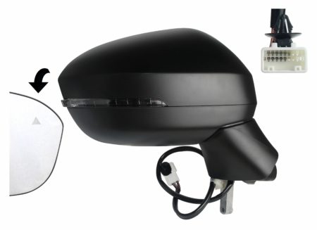 Espejo Retrovisor Completo Derecho Electrico Térmico (C/Intermitente) (Para Pintar) Abatible (C/Angulo Muerto) 11 Pines Nissan Qashqai (2021.04->)