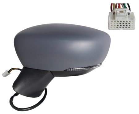 Espejo Retrovisor Completo Izquierdo Electrico Térmico Convexo (Para Pintar) Abatible (C/Intermitente) 9 Pines Nissan Micra K14 (2016.12->)