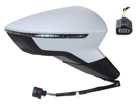 Espejo Retrovisor Completo Derecho Electrico (Para Pintar) Convexo Térmico Abatible (C/Intermitente) 8+4 Pines Seat Leon (2012->)