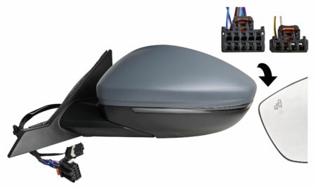 Espejo Retrovisor Completo Izquierdo Electrico (Para Pintar) Abatible (C/Intermitente) (C/Luz de Cortesía) (C/Angulo Muerto) Convexo 10+2 Pines Fiat 600/Aveng (2023.07->)