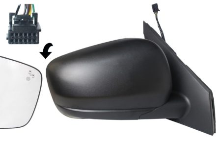 Espejo Retrovisor Completo Derecho Electrico Térmico (S/Temp) Convexo Negro (C/Angulo Muerto) 9 Pines Renault Express (2021.05->) (Van)