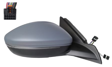 Espejo Retrovisor Completo Derecho Electrico Térmico Convexo (Para Pintar) (C/Intermitente) LED (C/Sensor) Temp 6+2 Pines Peugeot 208/Corsa (2019.11->)