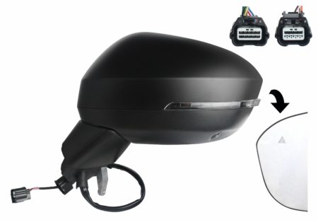 Espejo Retrovisor Completo Izquierdo Electrico Térmico (C/Intermitente) (Para Pintar) Abatible Convexo (C/Angulo Muerto) C/Cam 13 Pines Nissan Juke (2019.08->)