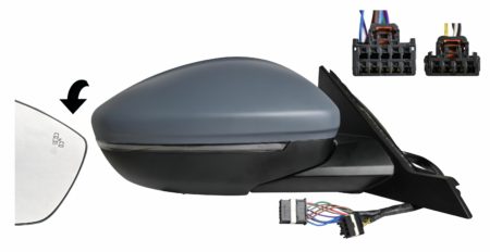 Espejo Retrovisor Completo Derecho Electrico (Para Pintar) Abatible (C/Intermitente) S/Tem (C/Luz de Cortesía) (C/Angulo Muerto) Convexo 10+4 Pines Fiat 600/Aveng (2023.07->)