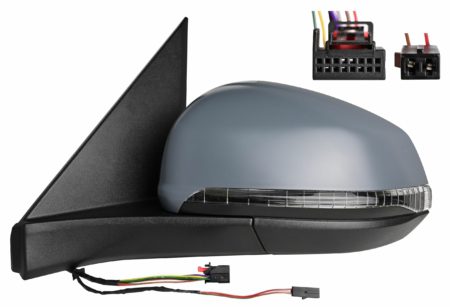 Espejo Retrovisor Completo Izquierdo Electrico Térmico Abatible (C/Intermitente) (Para Pintar) (C/Luz de Cortesía) Angulo/Mor Convexo 9+2 Pines Volkswagen Multivan T7 (2021.08->)