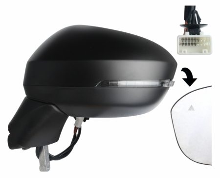 Espejo Retrovisor Completo Izquierdo Electrico Térmico (C/Intermitente) (Para Pintar) Abatible (C/Angulo Muerto) 11 Pines Nissan Qashqai (2021.04->)